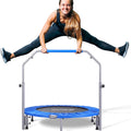 כותרת: BCAN 250KG&nbsp;טרמפולינה קטנה מתקפלת, 120CM&nbsp;טרמפולינת כושר עם חבלי באנג׳י, צורת U/T ידיות ספוג מתכווננות, אימון יציב ושקט ילדים מבוגרים פנים/חוץ ספורט